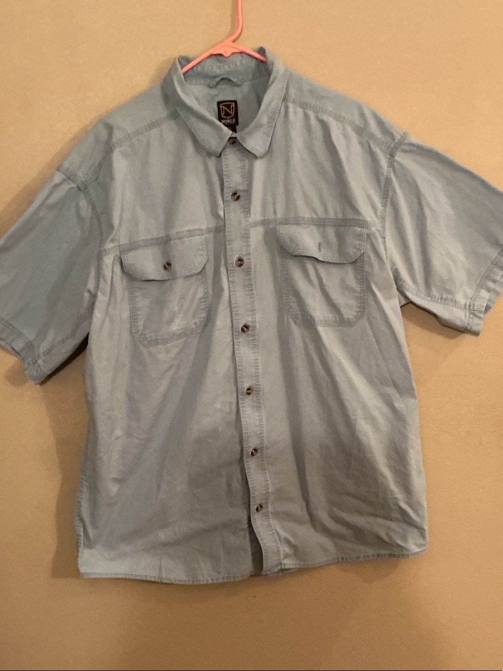Men's Light Blue Short-Sleeve Button-Down Shirt by No Boundaries